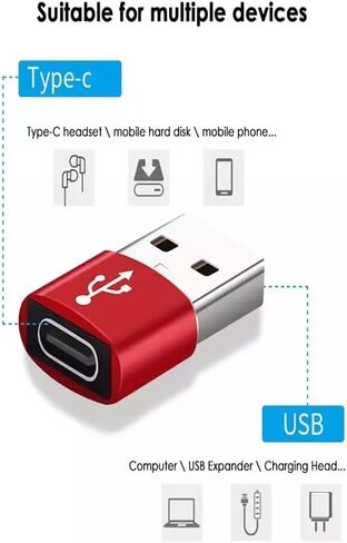 (4 -Pack Type 2 Female to USB 2.0 Male Convertor Connector Fast Charging Type C Adapter (Black) in Saudi Arabia