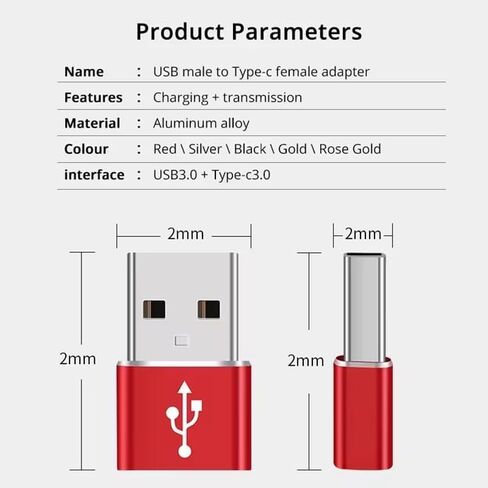 (4 -Pack Type 2 Female to USB 2.0 Male Convertor Connector Fast Charging Type C Adapter (Black) in Saudi Arabia