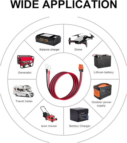 GINTOOYUN XT60I-F to O-Terminal Power Cable 12AWG with Signal Pin XT60I-F Female Plug to O-Terminal Power Cable for Balance Chargers,Drones,Lithium Batteries etc(2FT) in Saudi Arabia