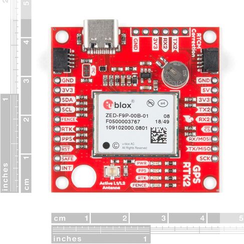 SparkFun GPS-RTK2 Board - ZED-F9P (Qwiic) High-precision breakout No soldering required Breadboardable Contains a Rechargeable backup battery allowing a Warm-start decreasing time-to-first-fix in Saudi Arabia