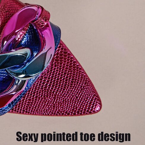 Women's Pointed Open Toe Flat Sandals with Chunky Chain Decor Slip-on Non Slip Beach Slides Sandals Casual Breathable Walking Slippers in Saudi Arabia