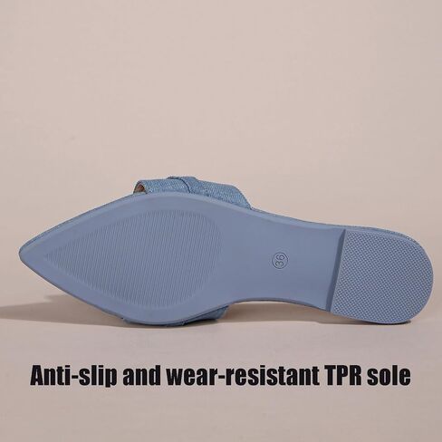 Women's Pointed Open Toe Flat Sandals with Chunky Chain Decor Slip-on Non Slip Beach Slides Sandals Casual Breathable Walking Slippers in Saudi Arabia