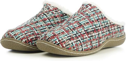 Women's 80-D Memory Foam Nakiska Slide House Slippers with Micro Suede and Faux Fur Fleece Lining with Man Made Wool in Saudi Arabia