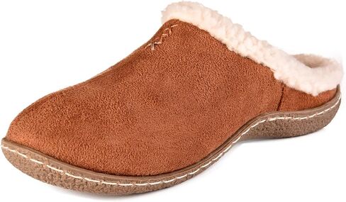 Women's 80-D Memory Foam Nakiska Slide House Slippers with Micro Suede and Faux Fur Fleece Lining with Man Made Wool in Saudi Arabia