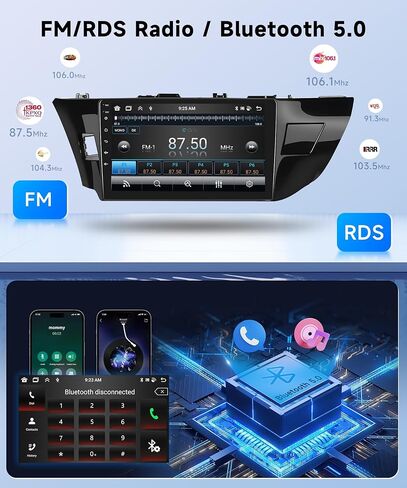 8Core 6+128G لسيارة Toyota Corolla/Levin 2014-2017 Android Car Stereo Wireless Carplay Android Auto، 10.1 بوصة HD 1280 * 720P IPS شاشة لمس راديو GPS WiFi DSP صوت بلوتوث كاميرا احتياطية SWC in Saudi Arabia