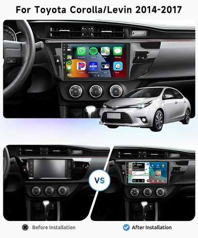 راديو سيارة 8 Core+4G+64G لسيارة Toyota Corolla 2014 2015 2016 2017، ستيريو سيارة Apple Carplay Android Auto لاسلكي، شاشة لمس IPS 10.1 بوصة مع WiFi، GPS، بلوتوث، FM/RDS، 32EQ DSP، كاميرا خلفية in Saudi Arabia