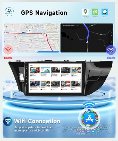 راديو سيارة 8 Core+4G+64G لسيارة Toyota Corolla 2014 2015 2016 2017، ستيريو سيارة Apple Carplay Android Auto لاسلكي، شاشة لمس IPS 10.1 بوصة مع WiFi، GPS، بلوتوث، FM/RDS، 32EQ DSP، كاميرا خلفية in Saudi Arabia