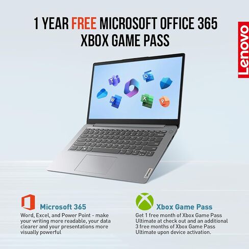 كمبيوتر محمول Lenovo Ideapad مقاس 14 بوصة، كمبيوتر محمول رفيع وخفيف الوزن لـ 14 طالب جامعي، كمبيوتر محمول Intel Celeron، ذاكرة وصول عشوائي 4 جيجابايت وذاكرة وصول عشوائي 64 جيجابايت eMMC، نظام تشغيل Windows 11، كاميرا، عمر بطارية طويل in Saudi Arabia
