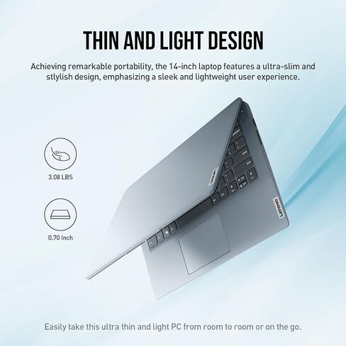 كمبيوتر محمول Lenovo Ideapad مقاس 14 بوصة، كمبيوتر محمول رفيع وخفيف الوزن لـ 14 طالب جامعي، كمبيوتر محمول Intel Celeron، ذاكرة وصول عشوائي 4 جيجابايت وذاكرة وصول عشوائي 64 جيجابايت eMMC، نظام تشغيل Windows 11، كاميرا، عمر بطارية طويل in Saudi Arabia
