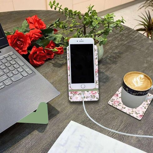 حامل خشبي للهاتف الخلوي، حامل هاتف عالمي مع فتحة شحن متوافق مع جميع هواتف iPhone14، والهواتف الذكية، وحامل Facetime للمكتب مقاس 6 بوصات × 3.15 بوصة الفاوانيا الوردية (عادي) in Saudi Arabia