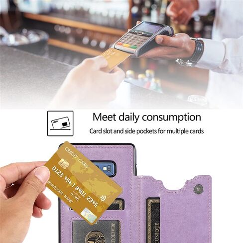 NKECXKJ Design for Samsung Galaxy Note 9 Case with Tempered Glass Screen Protector Credit Card Holder Slot, PU Leather Wallet Phone Cases Kickstand Protective Cover for Glaxay Note9 S9 Men Black in Saudi Arabia