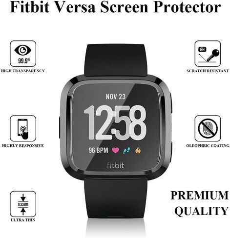 حافظة واقي شاشة FitTurn مكونة من 6 قطع متوافقة مع Fitbit Versa 4/Sense 2 مع غطاء حماية من الزجاج المقوى عالي الدقة وغطاء حماية كامل للساعة الذكية Versa 4/Sense 2 in Saudi Arabia