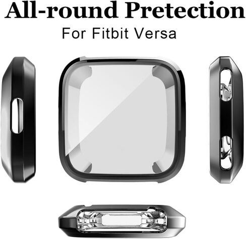 حافظة واقي شاشة FitTurn مكونة من 6 قطع متوافقة مع Fitbit Versa 4/Sense 2 مع غطاء حماية من الزجاج المقوى عالي الدقة وغطاء حماية كامل للساعة الذكية Versa 4/Sense 2 in Saudi Arabia