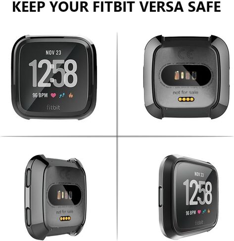 حافظة واقي شاشة FitTurn مكونة من 6 قطع متوافقة مع Fitbit Versa 4/Sense 2 مع غطاء حماية من الزجاج المقوى عالي الدقة وغطاء حماية كامل للساعة الذكية Versa 4/Sense 2 in Saudi Arabia