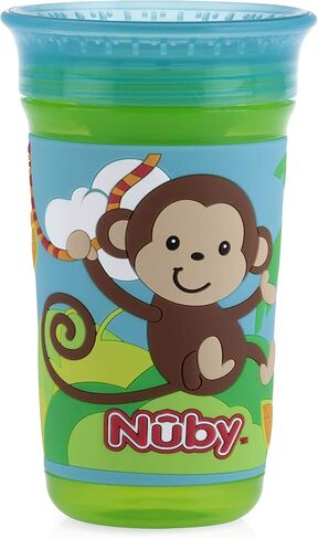 Nuby 360 Degree Easy Sip 3D Grip Wonder Cup with Printed Silicone Sleeve, Purple, Butterfly, 10 Oz in Saudi Arabia