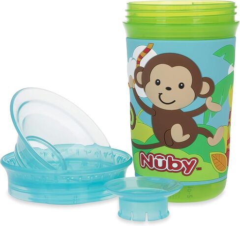 Nuby 360 Degree Easy Sip 3D Grip Wonder Cup with Printed Silicone Sleeve, Purple, Butterfly, 10 Oz in Saudi Arabia