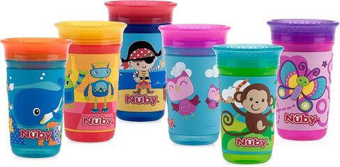 Nuby 360 Degree Easy Sip 3D Grip Wonder Cup with Printed Silicone Sleeve, Purple, Butterfly, 10 Oz in Saudi Arabia