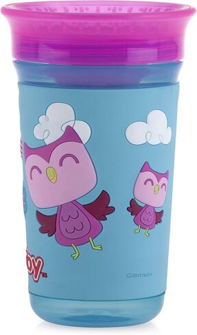 Nuby 360 Degree Easy Sip 3D Grip Wonder Cup with Printed Silicone Sleeve, Purple, Butterfly, 10 Oz in Saudi Arabia