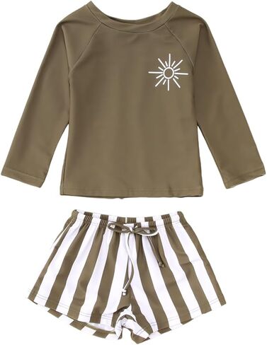 Toddler Baby Boy Girl Swimsuit Long Sleeve Rashguard Swimwear Trunks 2 Piece Bathing Suit in Saudi Arabia
