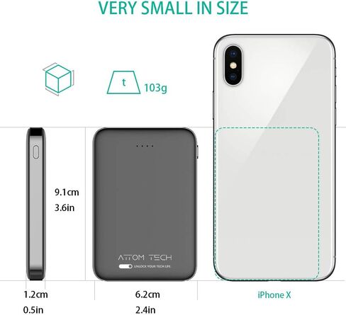 Ultra Compact 5000-mah Dual USB Outputs Super Slim Power Bank Ultra Small, Pocket Size Mini Portable Charger External Phone Battery Pack Small,Emergency Phone Power Backup in Kuwait