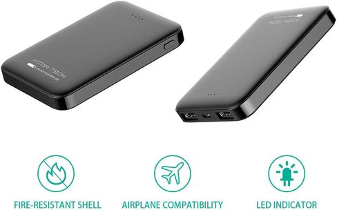 Ultra Compact 5000-mah Dual USB Outputs Super Slim Power Bank Ultra Small, Pocket Size Mini Portable Charger External Phone Battery Pack Small,Emergency Phone Power Backup in Kuwait