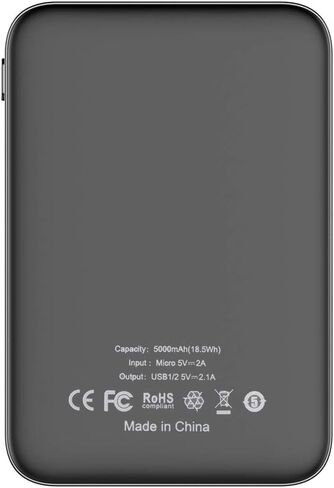 Ultra Compact 5000-mah Dual USB Outputs Super Slim Power Bank Ultra Small, Pocket Size Mini Portable Charger External Phone Battery Pack Small,Emergency Phone Power Backup in Kuwait