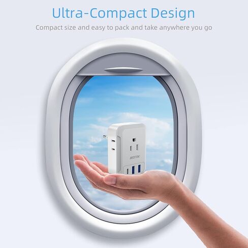 محول قابس السفر الأوروبي من BESTEK، محول قابس الطاقة الدولي مع 4 منافذ و3 شاحن USB (1 PD 20 وات)، محول قابس من النوع C أساسيات السفر للولايات المتحدة إلى معظم أوروبا/إيطاليا/فرنسا (أبيض-1) in Kuwait