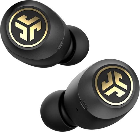 سماعات أذن JLab JBuds Air Icon True Wireless Signature Bluetooth + حافظة شحن، أسود وذهبي، مقاومة العرق IP55، اتصال Bluetooth 5.0، مكالمات هاتفية استريو، 3 إعدادات صوت EQ (متجددة) in Saudi Arabia