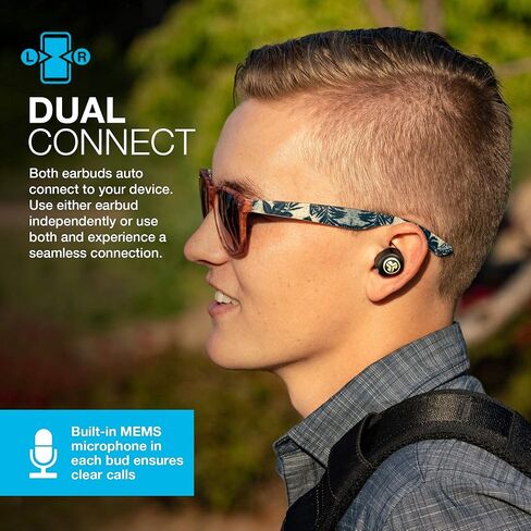 سماعات أذن JLab JBuds Air Icon True Wireless Signature Bluetooth + حافظة شحن، أسود وذهبي، مقاومة العرق IP55، اتصال Bluetooth 5.0، مكالمات هاتفية استريو، 3 إعدادات صوت EQ (متجددة) in Saudi Arabia