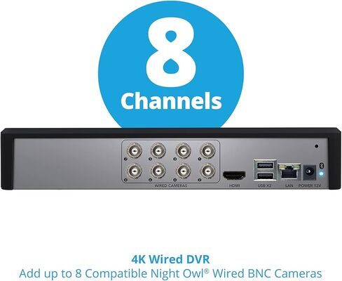 Night Owl 8 قنوات سلكية 4K UHD Bluetooth Home Security DVR مع قرص صلب 1 تيرابايت (إضافة ما يصل إلى 8 كاميرات) in Kuwait