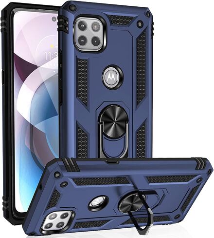 Military Grade Drop Impact for Moto One 5G Ace Case Motorola One 5G Ace G 5G Case 360 Metal Rotating Ring Kickstand Holder Armor Heavy Duty Shockproof Case for One 5G Ace Phone Case (Black) in Saudi Arabia