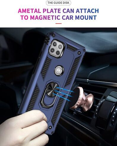 Military Grade Drop Impact for Moto One 5G Ace Case Motorola One 5G Ace G 5G Case 360 Metal Rotating Ring Kickstand Holder Armor Heavy Duty Shockproof Case for One 5G Ace Phone Case (Black) in Saudi Arabia