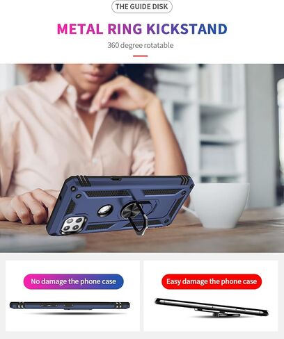 Military Grade Drop Impact for Moto One 5G Ace Case Motorola One 5G Ace G 5G Case 360 Metal Rotating Ring Kickstand Holder Armor Heavy Duty Shockproof Case for One 5G Ace Phone Case (Black) in Saudi Arabia