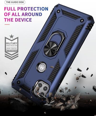 Military Grade Drop Impact for Moto One 5G Ace Case Motorola One 5G Ace G 5G Case 360 Metal Rotating Ring Kickstand Holder Armor Heavy Duty Shockproof Case for One 5G Ace Phone Case (Black) in Saudi Arabia