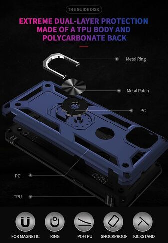 Military Grade Drop Impact for Moto One 5G Ace Case Motorola One 5G Ace G 5G Case 360 Metal Rotating Ring Kickstand Holder Armor Heavy Duty Shockproof Case for One 5G Ace Phone Case (Black) in Saudi Arabia