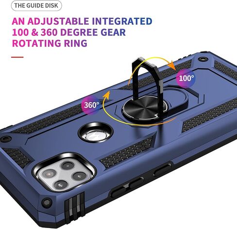 Military Grade Drop Impact for Moto One 5G Ace Case Motorola One 5G Ace G 5G Case 360 Metal Rotating Ring Kickstand Holder Armor Heavy Duty Shockproof Case for One 5G Ace Phone Case (Black) in Saudi Arabia
