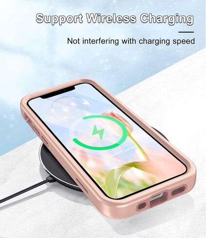 Btscase for iPhone 12 Case/iPhone 12 Pro Case, Heavy Duty Three Layer Marble Shockproof Full Body Rugged Hard PC+Soft TPU Bumper Drop Protection Women Girls Cover for iPhone 12/12 Pro, Rose Gold in Saudi Arabia