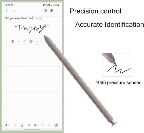 Galaxy S24 Ultra S Pen WithBluetooth Replacement for Samsung Galaxy S24 Ultra Stylus Pen S Pen,0.7mm Pen Tip, 4096 Pressure Sensor,EJ-PS928BYEGUS,US Version (Light Gray) in Saudi Arabia