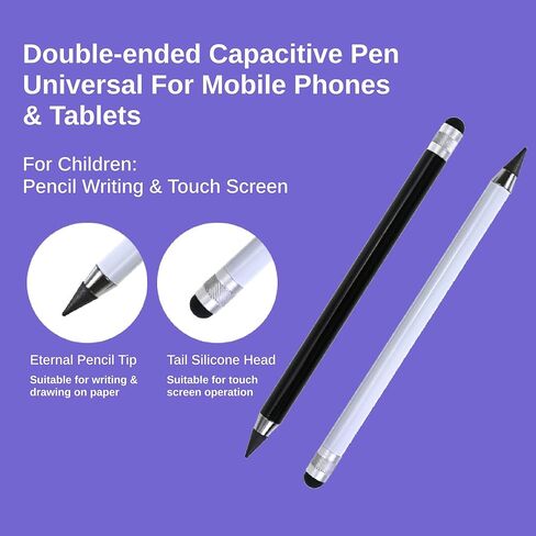 Stylus Pen for iPad, 2 in 1 Stylus Pen Universal for iPad/iPhone All Capacitive Touch Screens, Pencil Writing On Paper for Children/Student (2 Black) in Saudi Arabia
