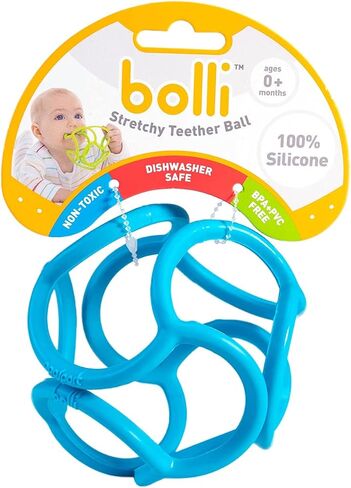 Teething Ring Tactile Sensory Ball Toy for Babies & Kids - Stretchy, Soft Non-Toxic Silicone - Ages 3 Months and up - Blue in Saudi Arabia
