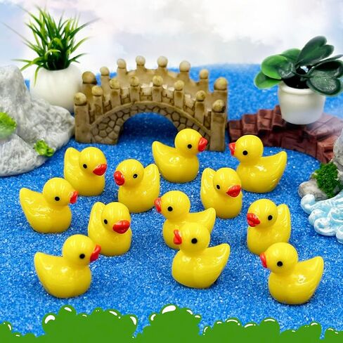 بط صغير من الراتنج - 100 قطعة من تماثيل البط الصغيرة، أشكال البط الصغيرة السائبة، زخارف للحديقة الخيالية، الطحلب الصغير، المناظر الطبيعية، حوض السمك، بيت الدمى، حرفة يدوية لتزيين المنزل in Kuwait