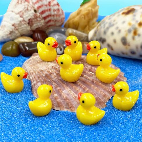 بط صغير من الراتنج - 100 قطعة من تماثيل البط الصغيرة، أشكال البط الصغيرة السائبة، زخارف للحديقة الخيالية، الطحلب الصغير، المناظر الطبيعية، حوض السمك، بيت الدمى، حرفة يدوية لتزيين المنزل in Kuwait