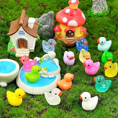 Mini Resin Ducks - 100Pcs Tiny Duck Figurines Small Ducks Bulk Miniature Duck Figures Ornaments for Fairy Garden Miniature Moss Landscape Aquarium Potted Dollhouse DIY Craft Home Decoration in Saudi Arabia