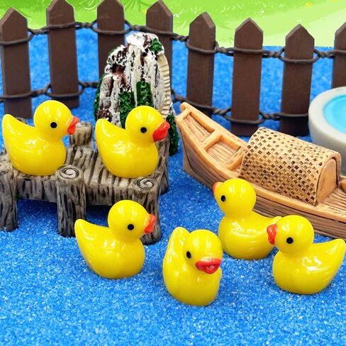 بط صغير من الراتنج - 100 قطعة من تماثيل البط الصغيرة، أشكال البط الصغيرة السائبة، زخارف للحديقة الخيالية، الطحلب الصغير، المناظر الطبيعية، حوض السمك، بيت الدمى، حرفة يدوية لتزيين المنزل in Kuwait