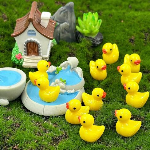 بط صغير من الراتنج - 100 قطعة من تماثيل البط الصغيرة، أشكال البط الصغيرة السائبة، زخارف للحديقة الخيالية، الطحلب الصغير، المناظر الطبيعية، حوض السمك، بيت الدمى، حرفة يدوية لتزيين المنزل in Kuwait