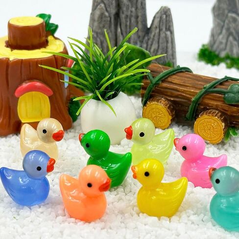 Mini Resin Ducks - 100Pcs Tiny Duck Figurines Small Ducks Bulk Miniature Duck Figures Ornaments for Fairy Garden Miniature Moss Landscape Aquarium Potted Dollhouse DIY Craft Home Decoration in Saudi Arabia