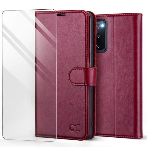 OCASE Compatible with Samsung Galaxy S20 FE 5G Case with Card Holders, PU Leather Flip Wallet Case [TPU Inner Case][Stand][Tempered Glass Screen Protector] Protective Phone Cover 6.5 Inch (Black) in Saudi Arabia