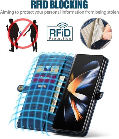 Samsung Galaxy Z Fold 3 Case with S Pen Holder,Galaxy Z Fold 3 Wallet Case with Card Holder RFID Blocking Kickstand Magnetic,Leather Flip Case Wallet for Samsung Galaxy Z Fold 3 5G(2021) (Black) in Saudi Arabia