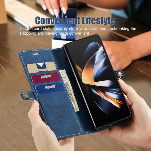 Samsung Galaxy Z Fold 3 Case with S Pen Holder,Galaxy Z Fold 3 Wallet Case with Card Holder RFID Blocking Kickstand Magnetic,Leather Flip Case Wallet for Samsung Galaxy Z Fold 3 5G(2021) (Black) in Saudi Arabia