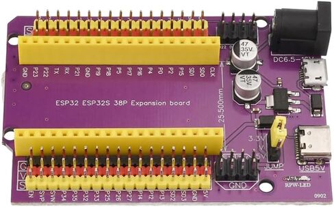 HiLetgo 3pcs ESP32 ESP32S 38 Pin Expansion Board ESP32-DevKitC-32 ESP-WROOM-32 CP2102 Expansion Shield Board Micro USB & USB C/TYPE-C Dual USB WiFi Bluetooth Dual Core Expansion Board in Saudi Arabia